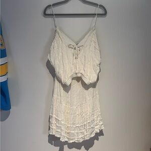 Cream/off white crop top and skirt set